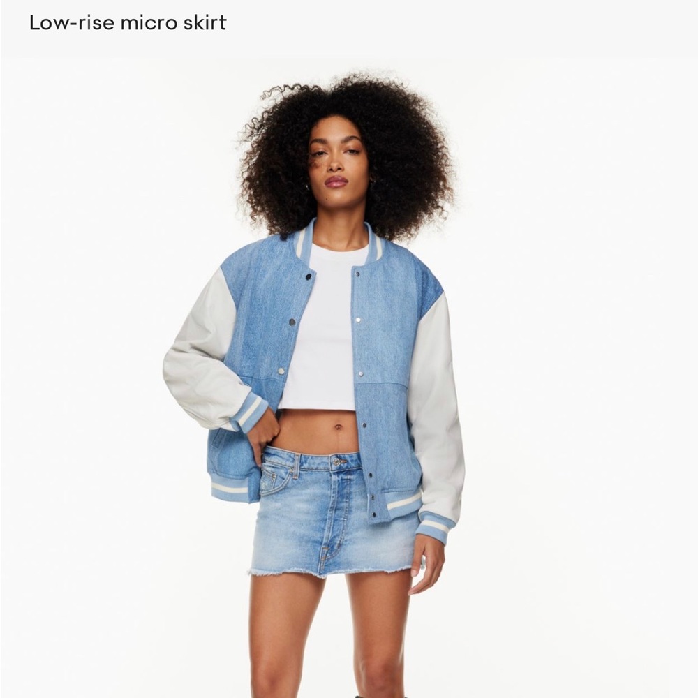 Aritzia EB Denim micro mini skirt in daphne denim wash